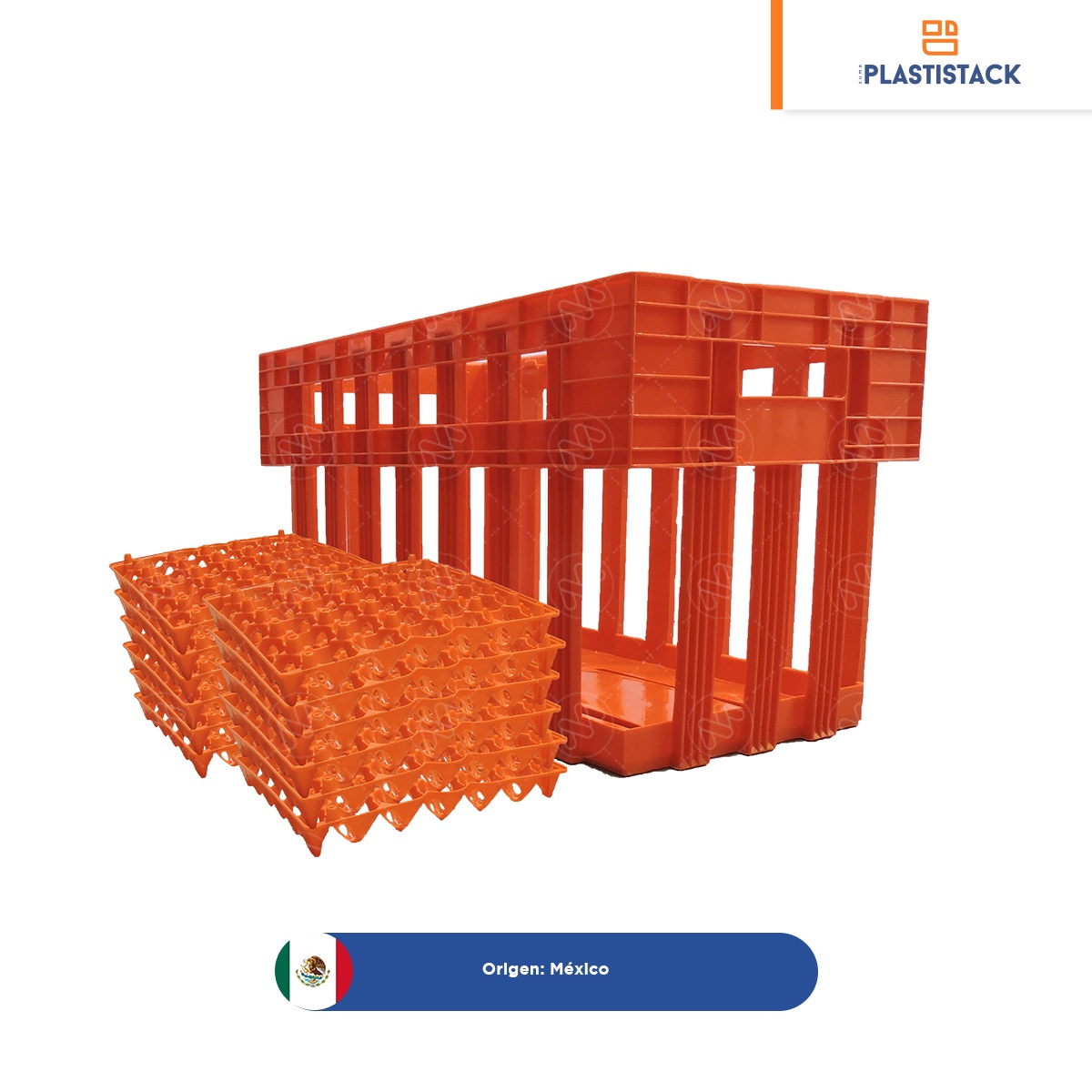 kit caja tehuacan con 12 nuevas charolas para 30 huevos plastistack naranja 001